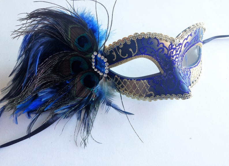 Feather Masquerade Mask for Women, Venetian Masquerade Mask With ...