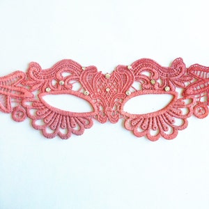 Coral Peach Lace Mask for women, Masquerade Lace Masks, Halloween Costume masks