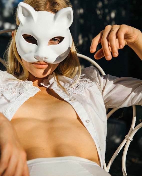 Masks Cat Masquerade Diy Mask White Blank Cosplay Face Halloween