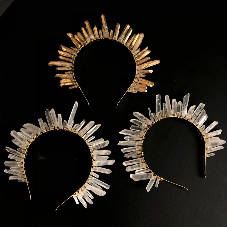 Bridal Crystal Quartz Crown Tiara Ethereal Rock Crystal Etsy