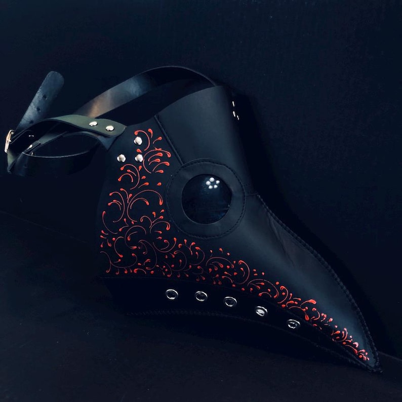 Plague doctor mask leather plague mask halloween mask with goggles gears adjustable buckle image 5