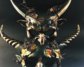 Gothic Fantasy Halloween Horned Masquerade Mask Pair