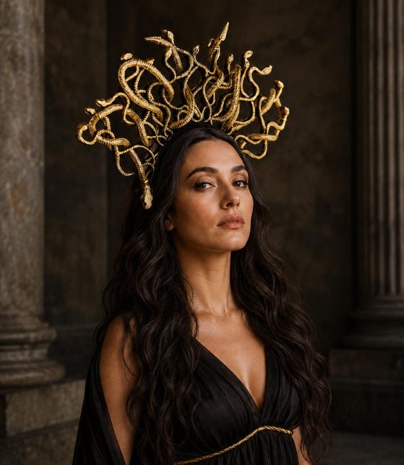 Gold Medusa Snake Hair Headdress, Greek Mythology Cosplay Accessory