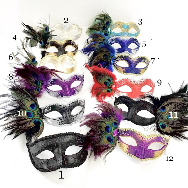 More Colors Feather masquerade mask women stick mask or ribbon mask