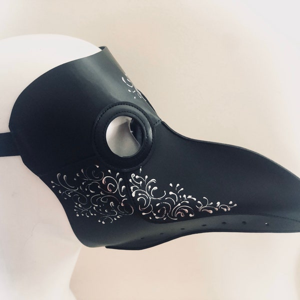 Plague doctor Mask Masquerade mask Plague Mask Faux Leather bird mask Jackdaw Steampunk wedding halloween costume bird mask long nose beak