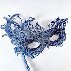 Luxury Masquerade Mask Handheld Stick Mask With Rhinestones Masquerade Ball Masquerade Party