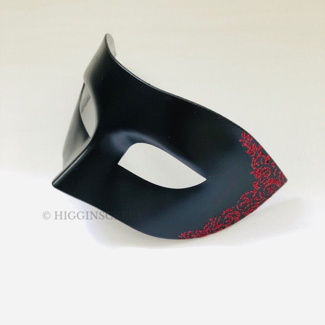 Mens Masquerade Mask Red, Black Mens Masquerade Mask, Red Mens