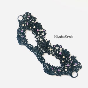 Black lace mask woman colorful rhinestones CUSTOM masquerade ball masks Prom MASKS customized Mardi Gras masks by HigginsCreek