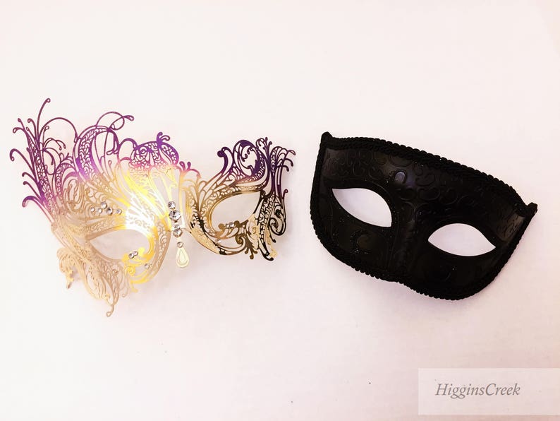 Couple Masquerade mask Pair Halloween Costume Dress up Graduation Dance Party