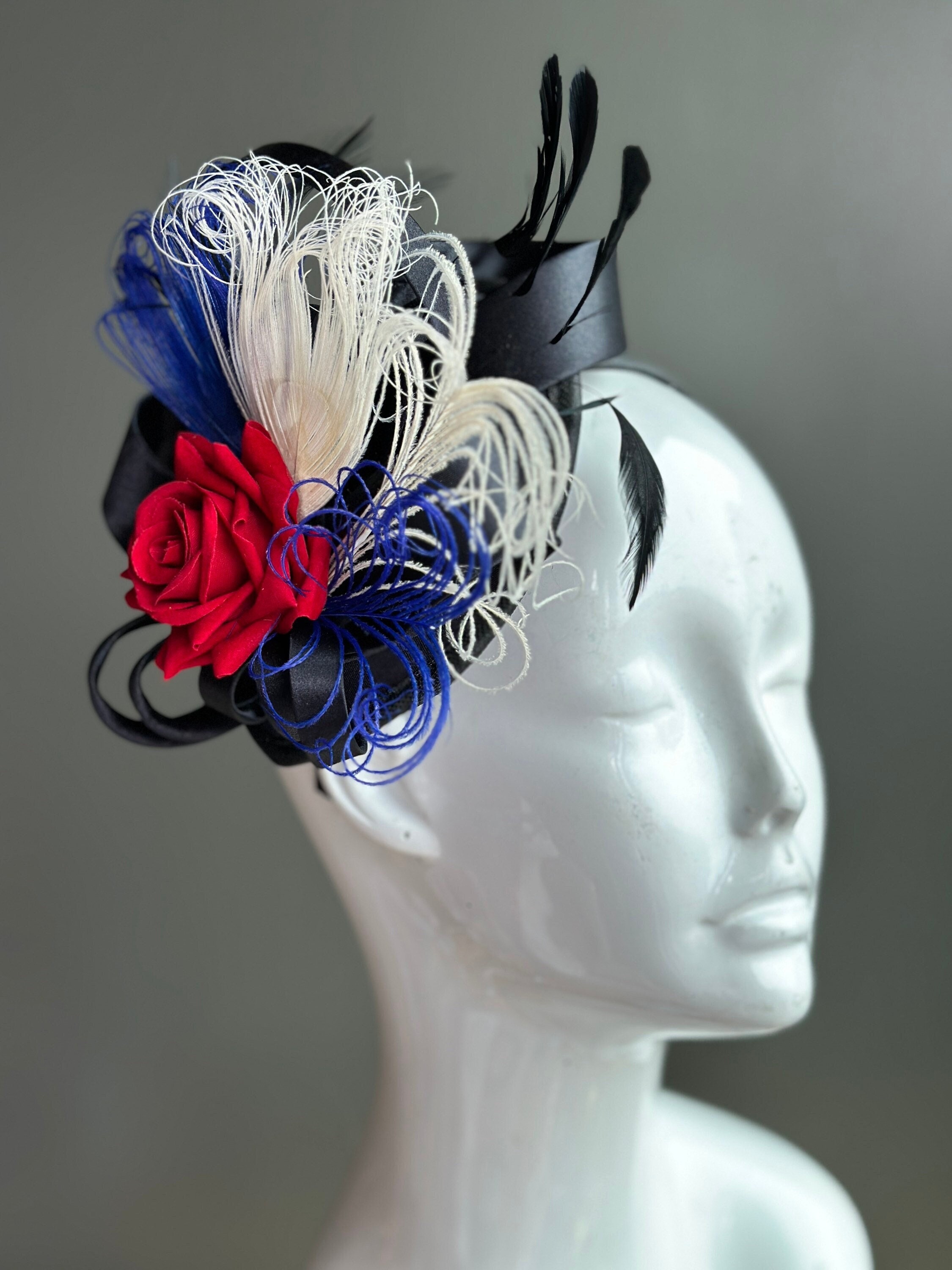 Red White and Blue Fascinator - Etsy display picture 1