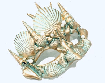 Masquerade masks ocean sea shells masks Under the Sea king Triton Mask Sea Queen Mask mermaid mask venetian mardi gras halloween party masks
