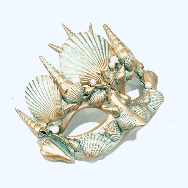 Masquerade masks ocean sea shells masks Under the Sea king Triton Mask Sea Queen Mask mermaid mask venetian mardi gras halloween party masks