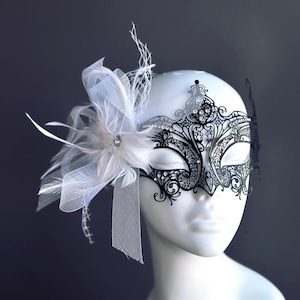 Feather Masquerade Mask Black Mask Womens Masks Prom Mask Party Mask