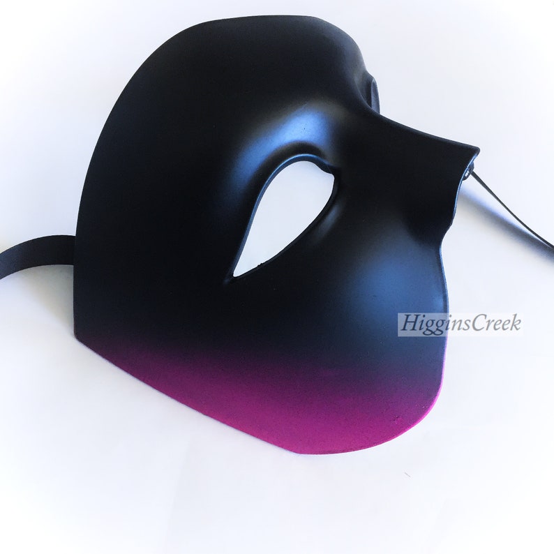 Pink Black Mens masquerade mask mask for men pink highlights | Etsy