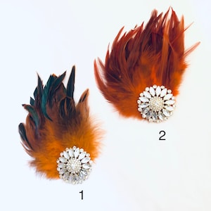 Burnt orange Feather hairpiece, burnt orange feather fascinator, burnt orange feather hair clip for women and children