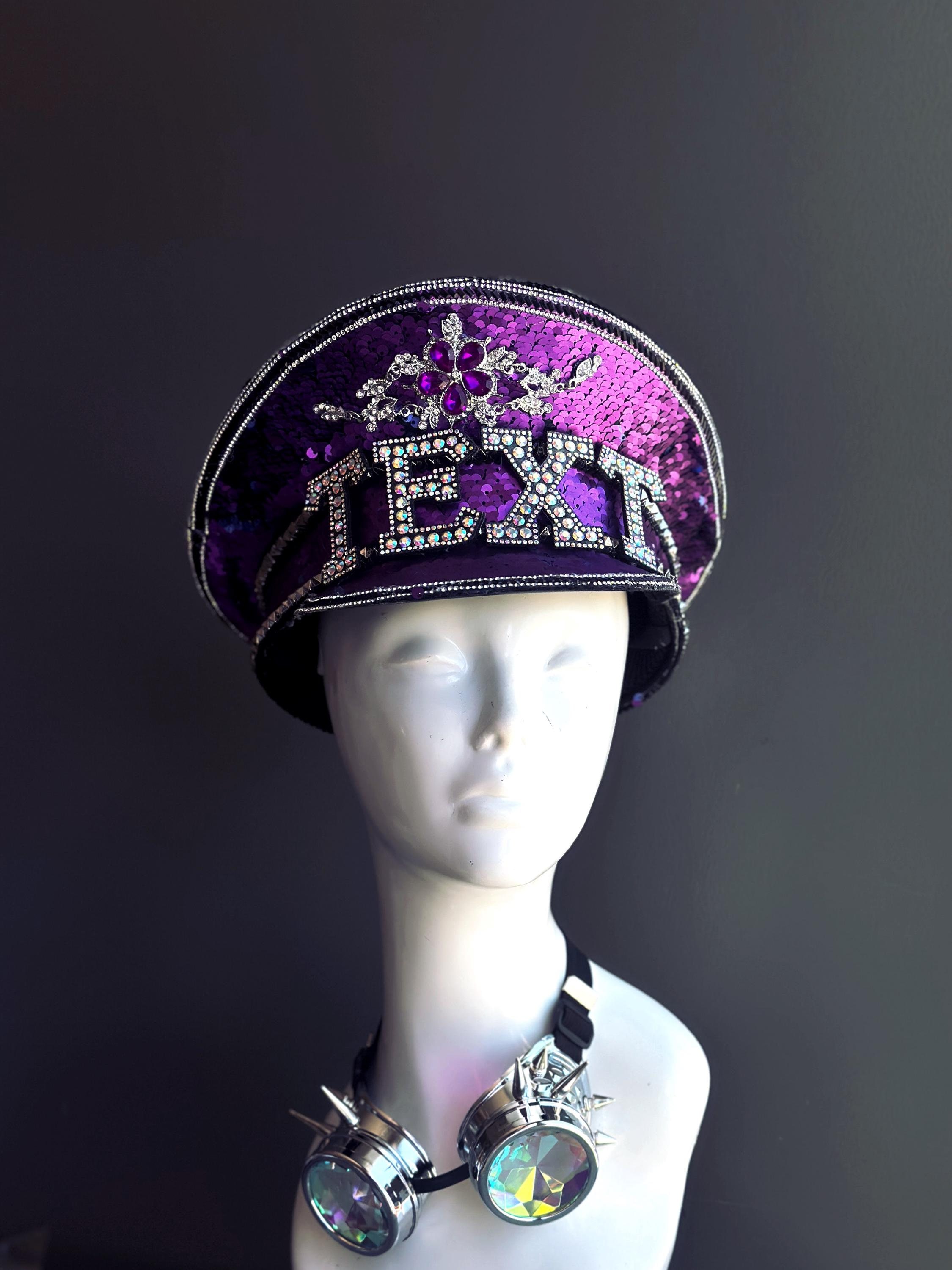 Purple Steampunk Burning Man Halloween Captain Hat Steampunk Burning Man Festival Kaleidoscope Goggles Captain  main image 4