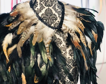 Bird Feather Cape animal cape man viking warrior cape Wicca ritual Costume Cape Feather Druid Samhain festival cape pagan ritual cape