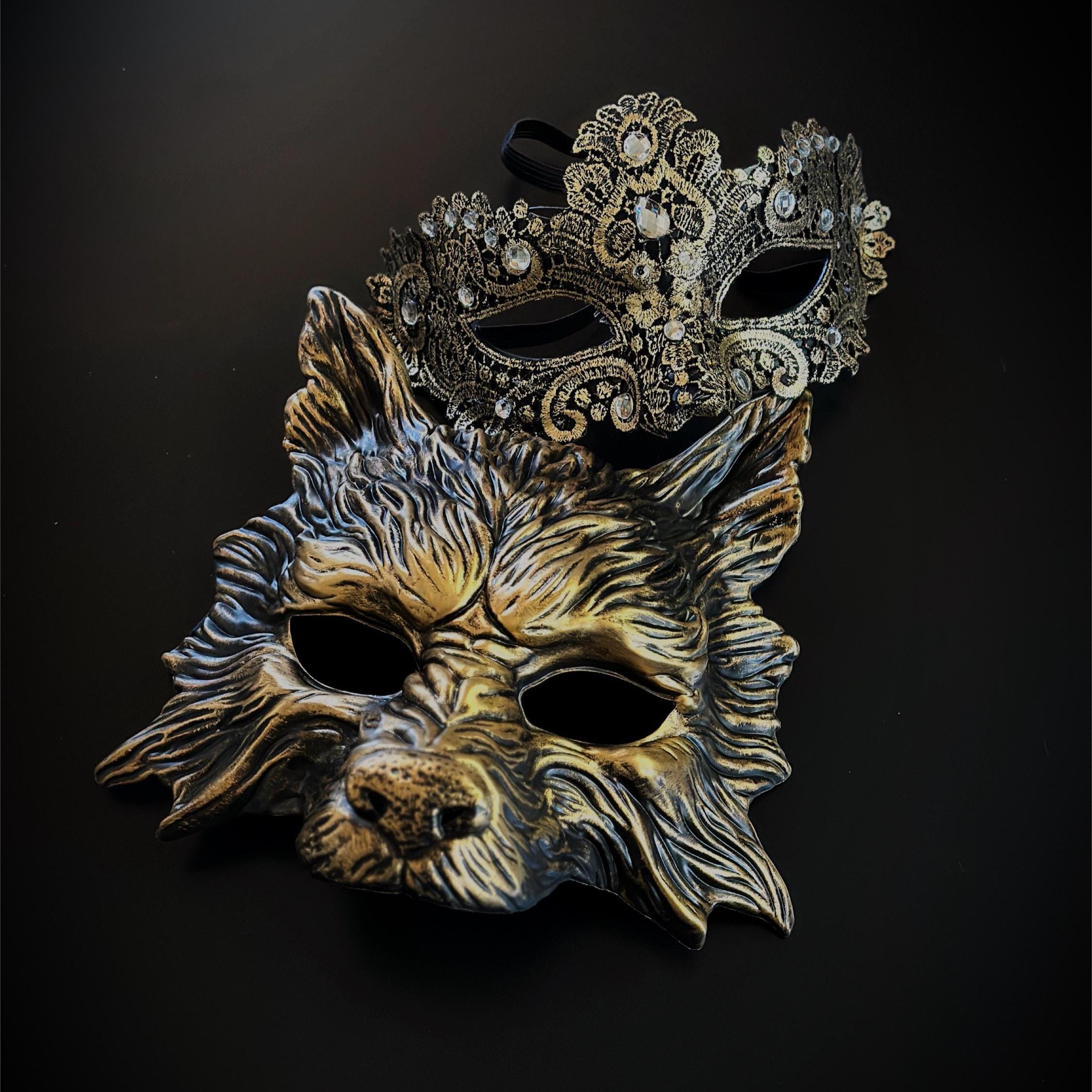Black Gold Couples Masquerade Masks Set Masquerade Party Ball Mask Prom Halloween Costume Wolf Mask Vintage Couples Mask Set