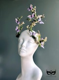 Butterfly Antler Headpiece, Pink Lavender Floral Forest Crown for Masquerade, Fairy Cosplay, Prom, or Enchanted Costume Looks