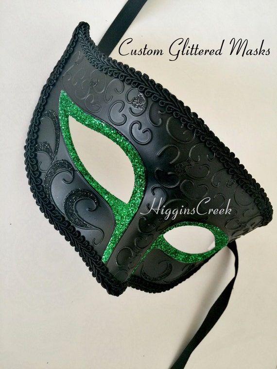 Green Masquerade Masks Mens Halloween Mask Green Mens Etsy