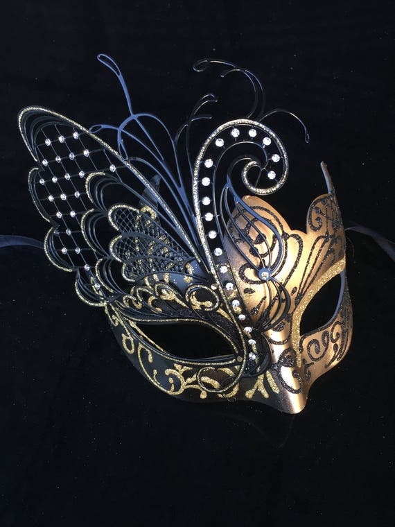 Gold Black Ornate Women S Masquerade Mask New Years Eve Etsy