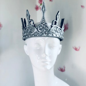 Cosplay Crown Kings Crown Halloween Crown Queen Crown Silver/Black Rustic