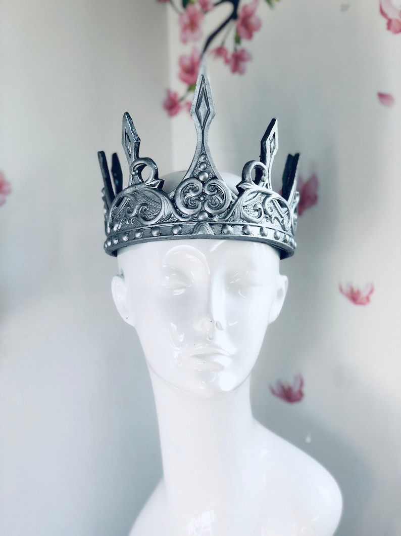 Cosplay Crown Kings Crown Halloween Crown Queen Crown Silver/Black Rustic