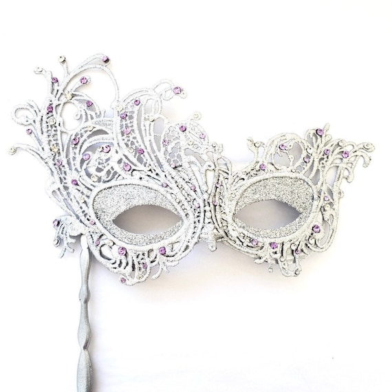 White Hand-Held Masquerade Mask White Hand-Held Masquerade Mask