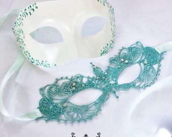 Fancy Masquerade Masks Prom Couples Masks Green Venetian Masks Masquerade Party His And Hers Masks Mens Masquerade Mask