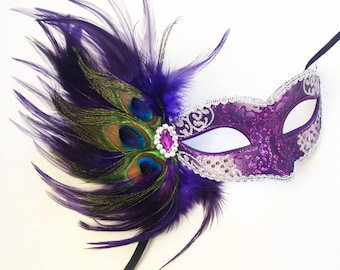 Masque de mascarade en plumes pour femme, masque de mascarade vénitien avec plumes