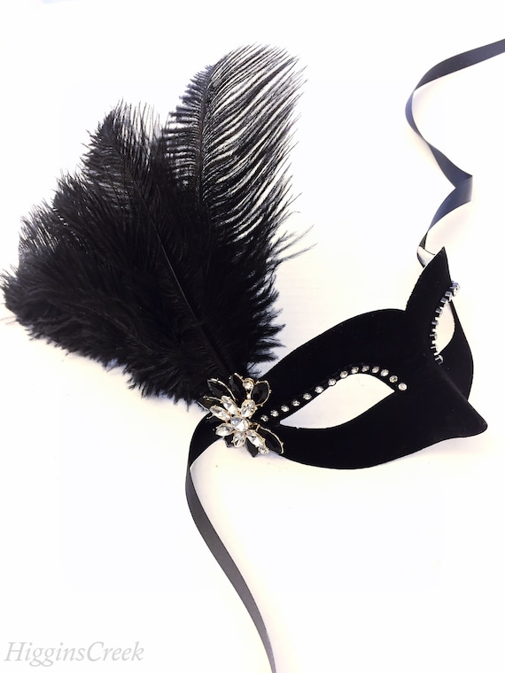 Masquerade Ball Mask Venetian Feather Masks Prom Masquerade Masks for Balls and Parties Black Feather Masquerade Mask