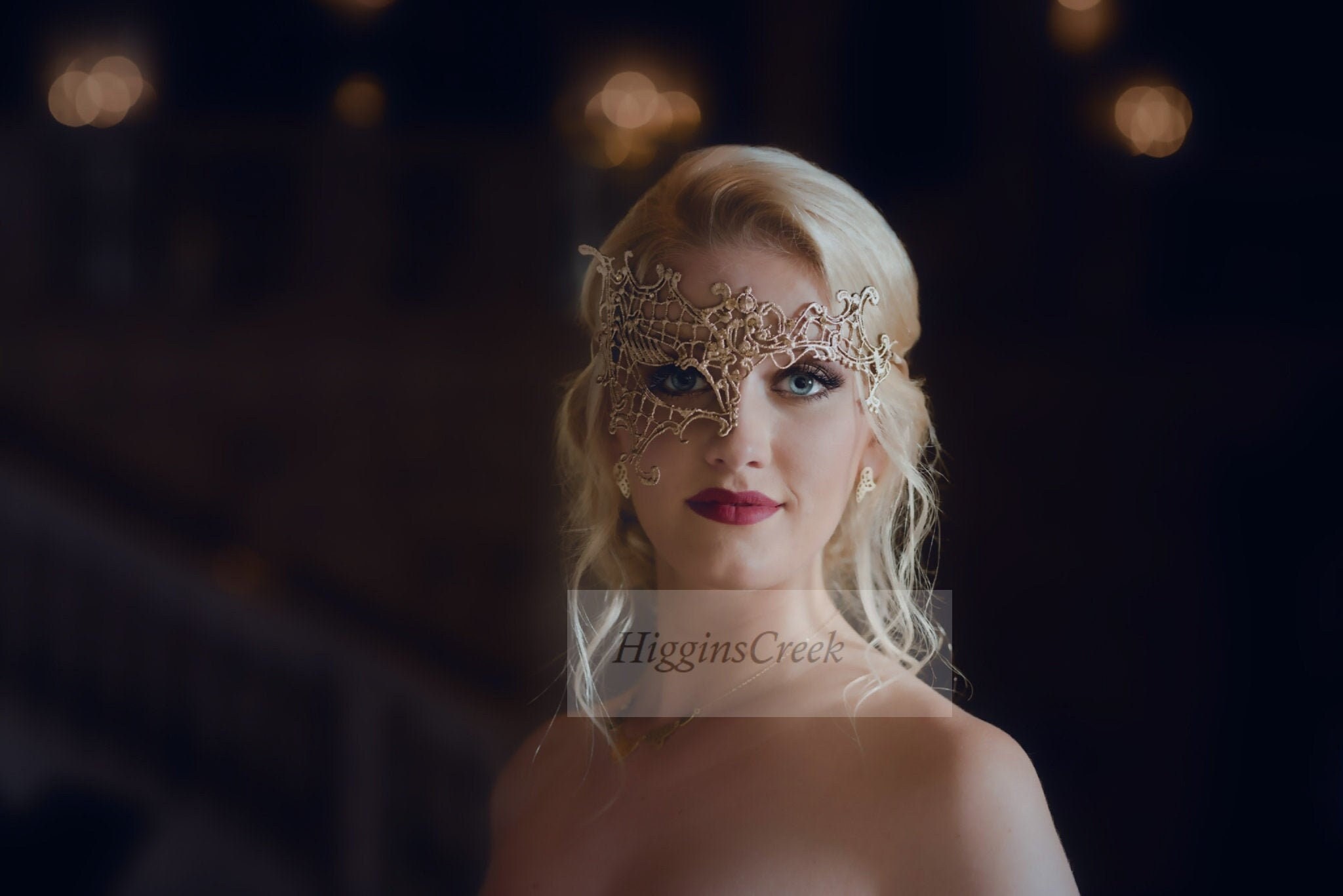 Women Masquerade Mask Gold Lace Phantom Half Face Design With ...