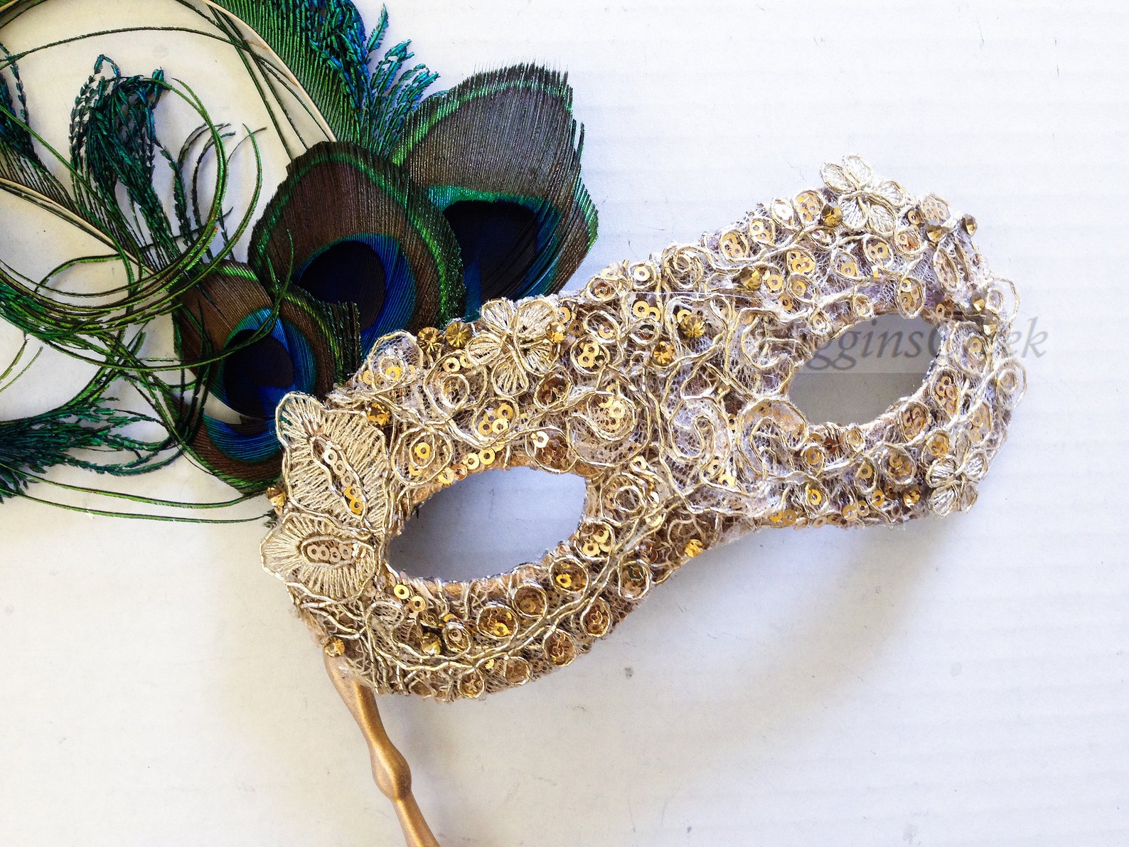 Luxury Feather Mask - Gold Venetian Masquerade Ball Mask - Feathers ...