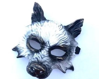 DIY wolf mask white or black primer coated mask base animal Halloween blank mask, Do It Yourself craft project masquerade mask white blank