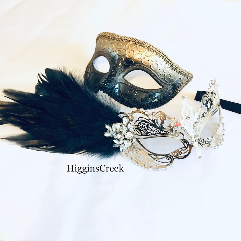 Gold Masquerade Mask Pair Couples Masks Couples Etsy