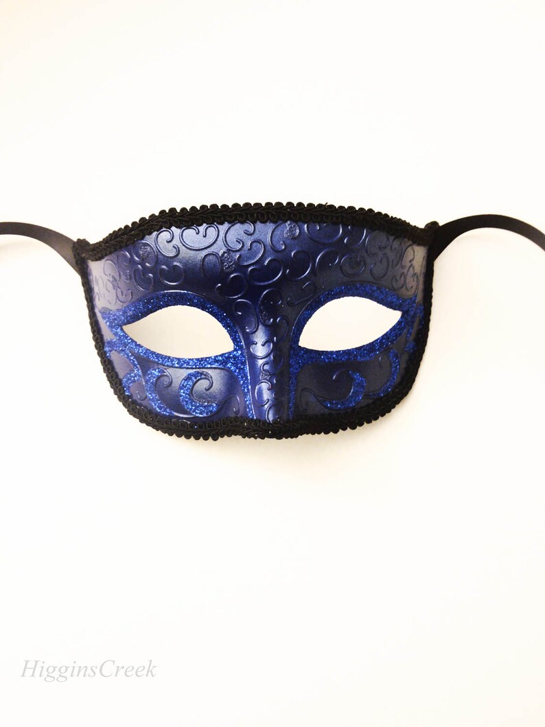 Navy Blue Mens Masquerade Mask Mens Mask in Blue Etsy
