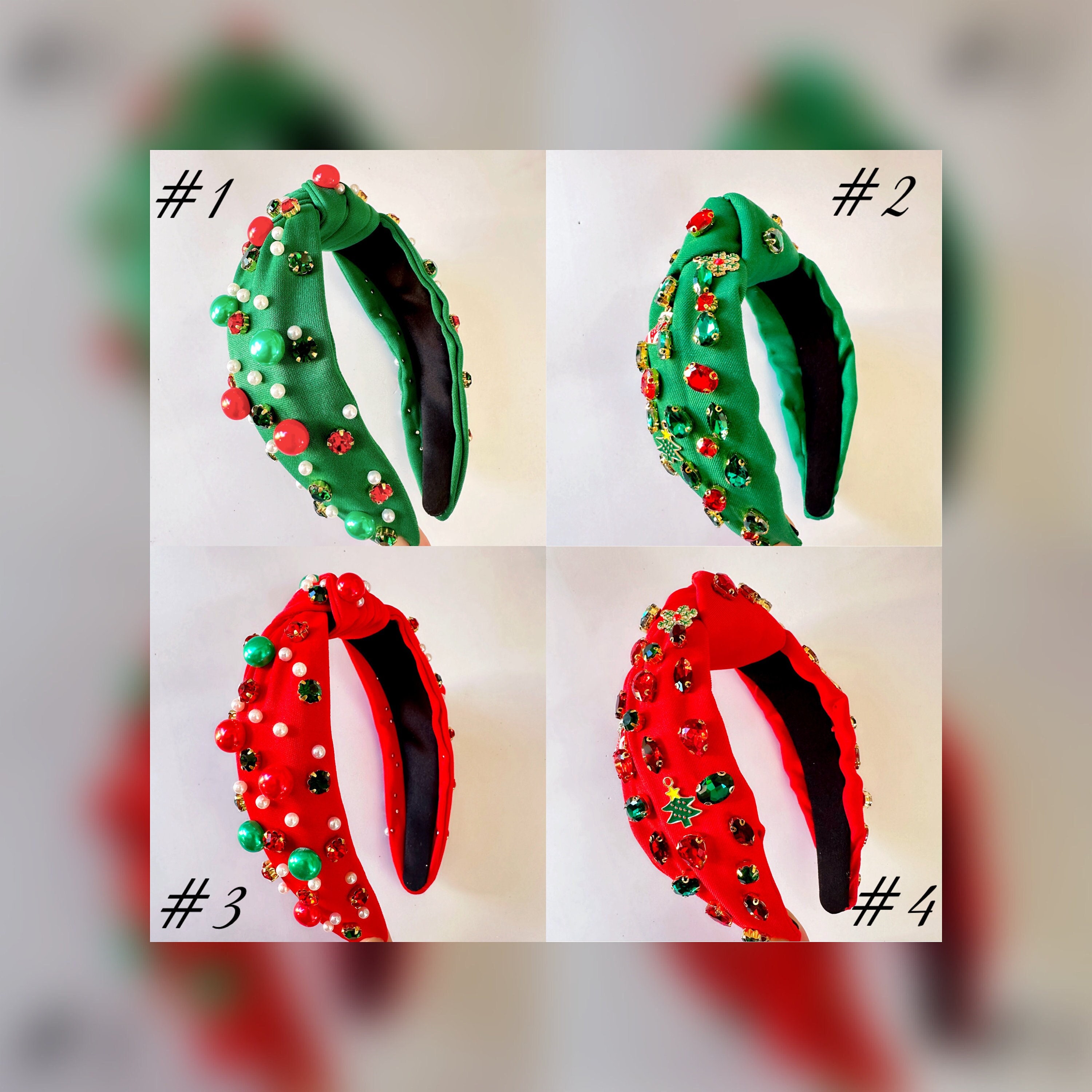 2 Fascie Natalizie Con Nodo E Strass: Accessori Capelli Brillanti Per Donna - Regalo Feste