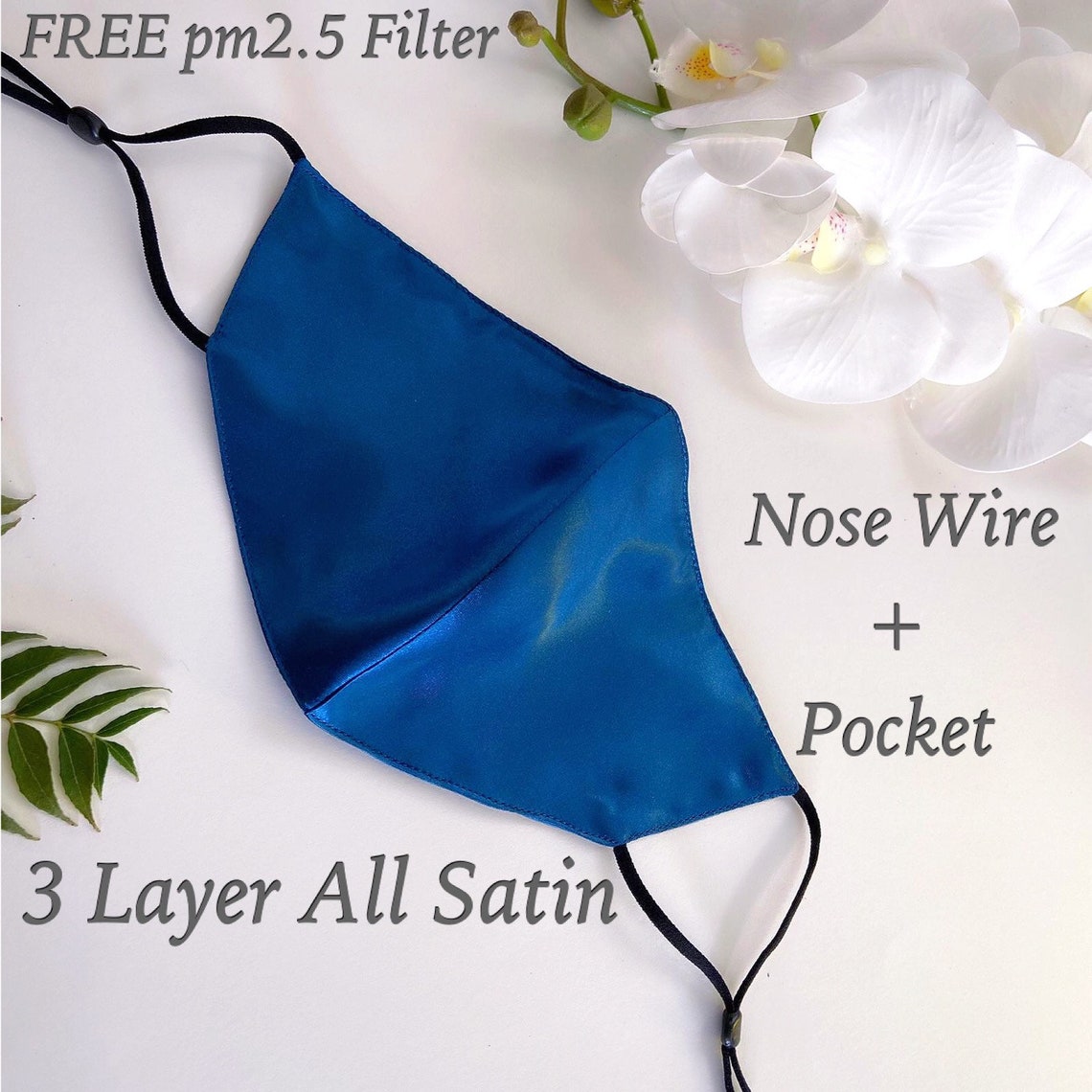 Emerald Green SATIN 3 Layer MASK Satin Face Mask Filter Pocket Etsy