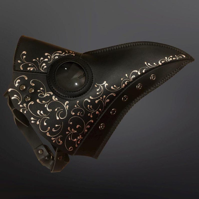 Plague doctor mask leather plague mask halloween mask with goggles gears adjustable buckle image 1