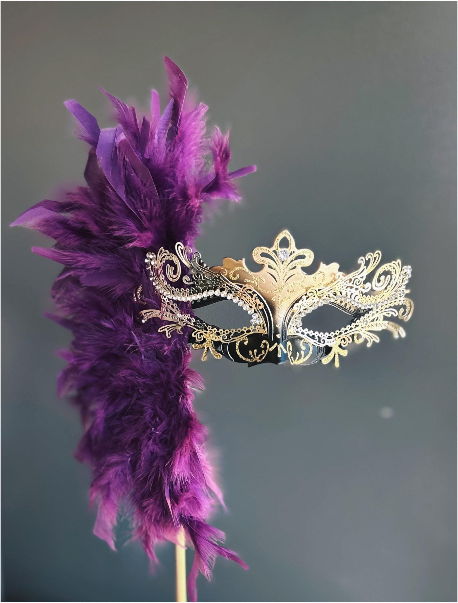 Black Gold Womens Masquerade Mask, Feather Mask, Masquerade  display picture 1