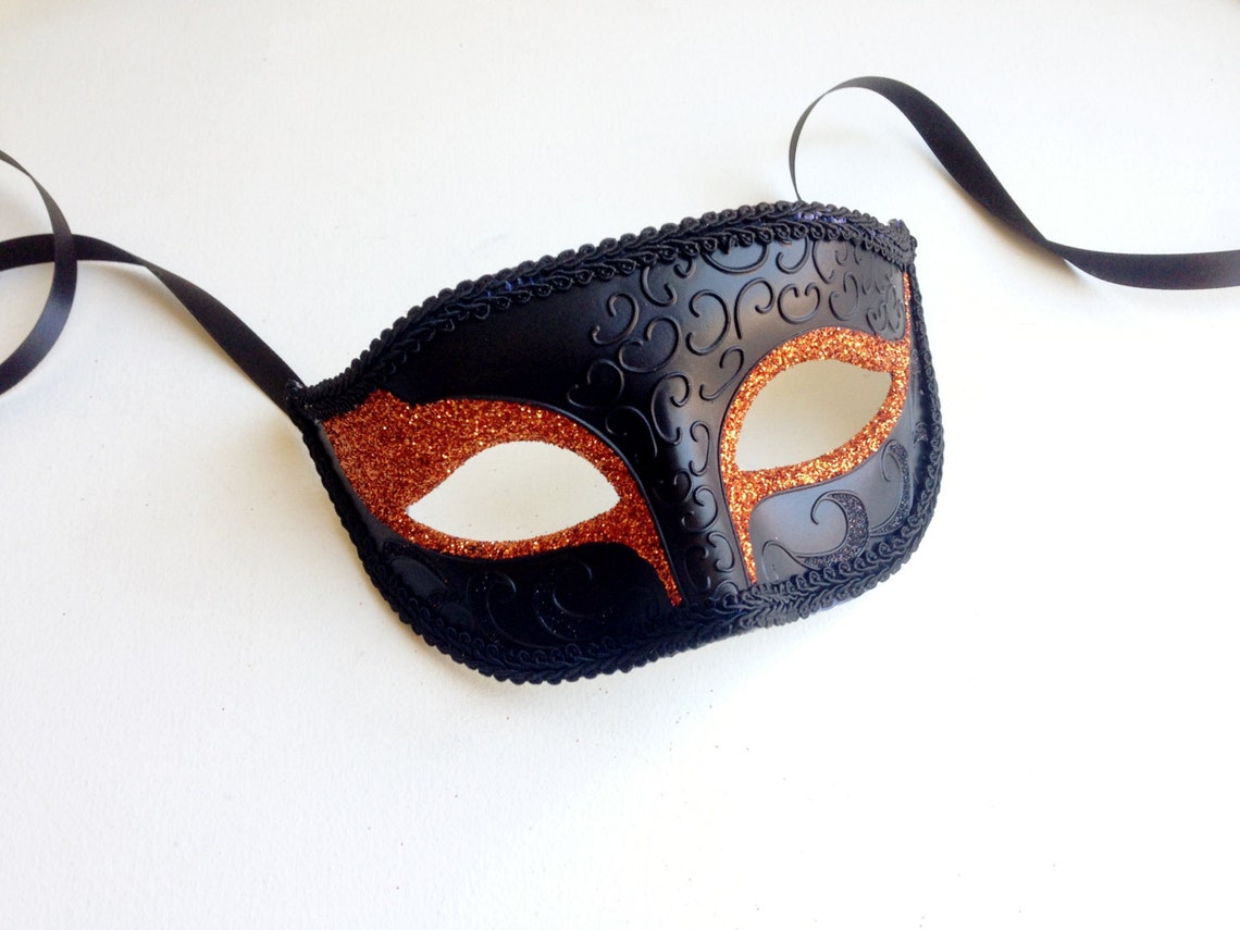 Mens Masquerade Mask Orange Mens Mask Mask Etsy