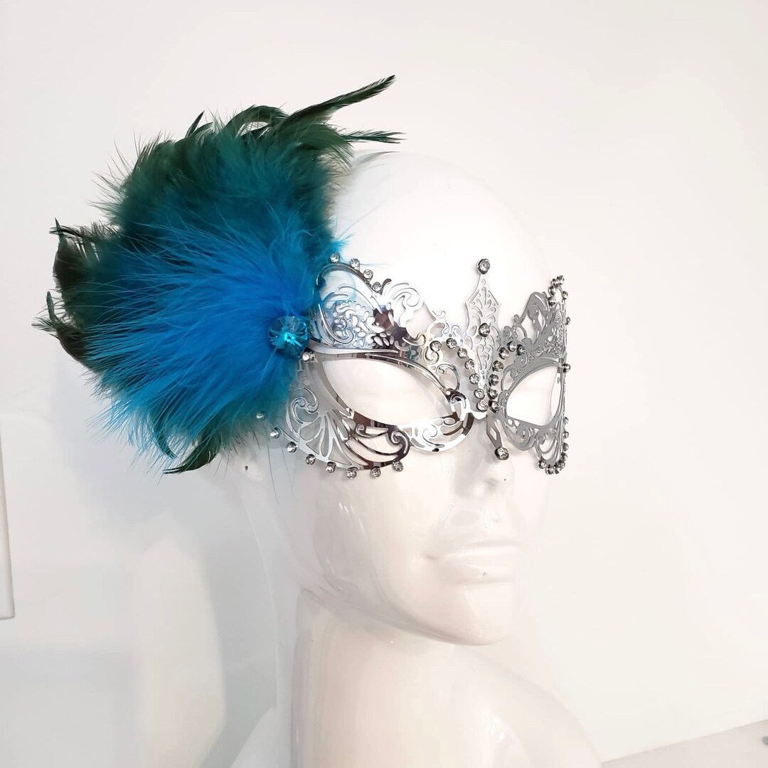 Turquoise Masquerade Mask Feather Mask Masquerade Mask Woman - Etsy