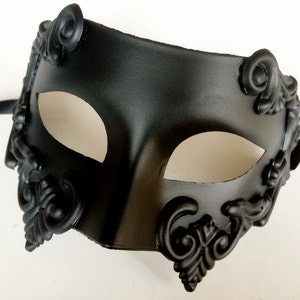 Black Mens Mask Gladiator Mask Greek God Mask Masquerade Masks Roman Mens Mask venetian Ball image 5