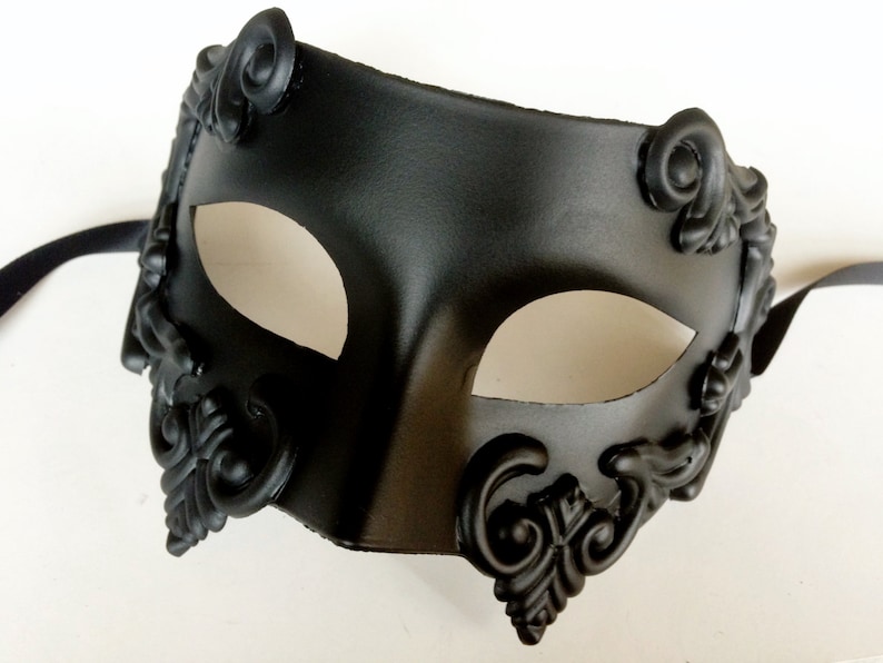 Black Mens Mask Gladiator Mask Greek God Mask Masquerade Masks Roman Mens Mask venetian Ball image 5