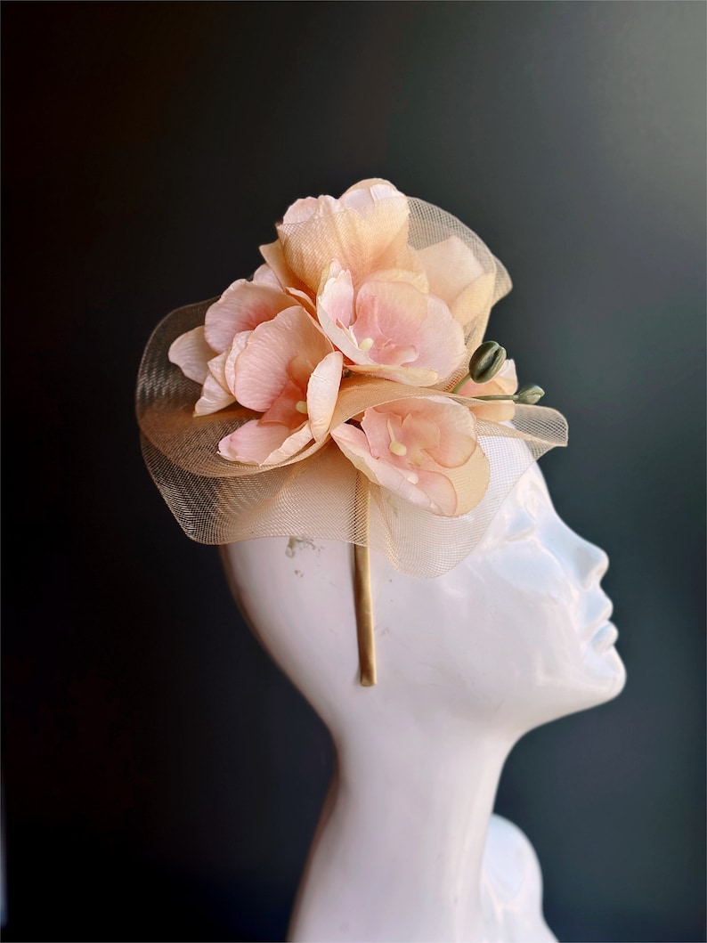 Fascinator Hat Magnolia Headband for Women, Tea Party Hat, Flower Headpiece Accessory image 5