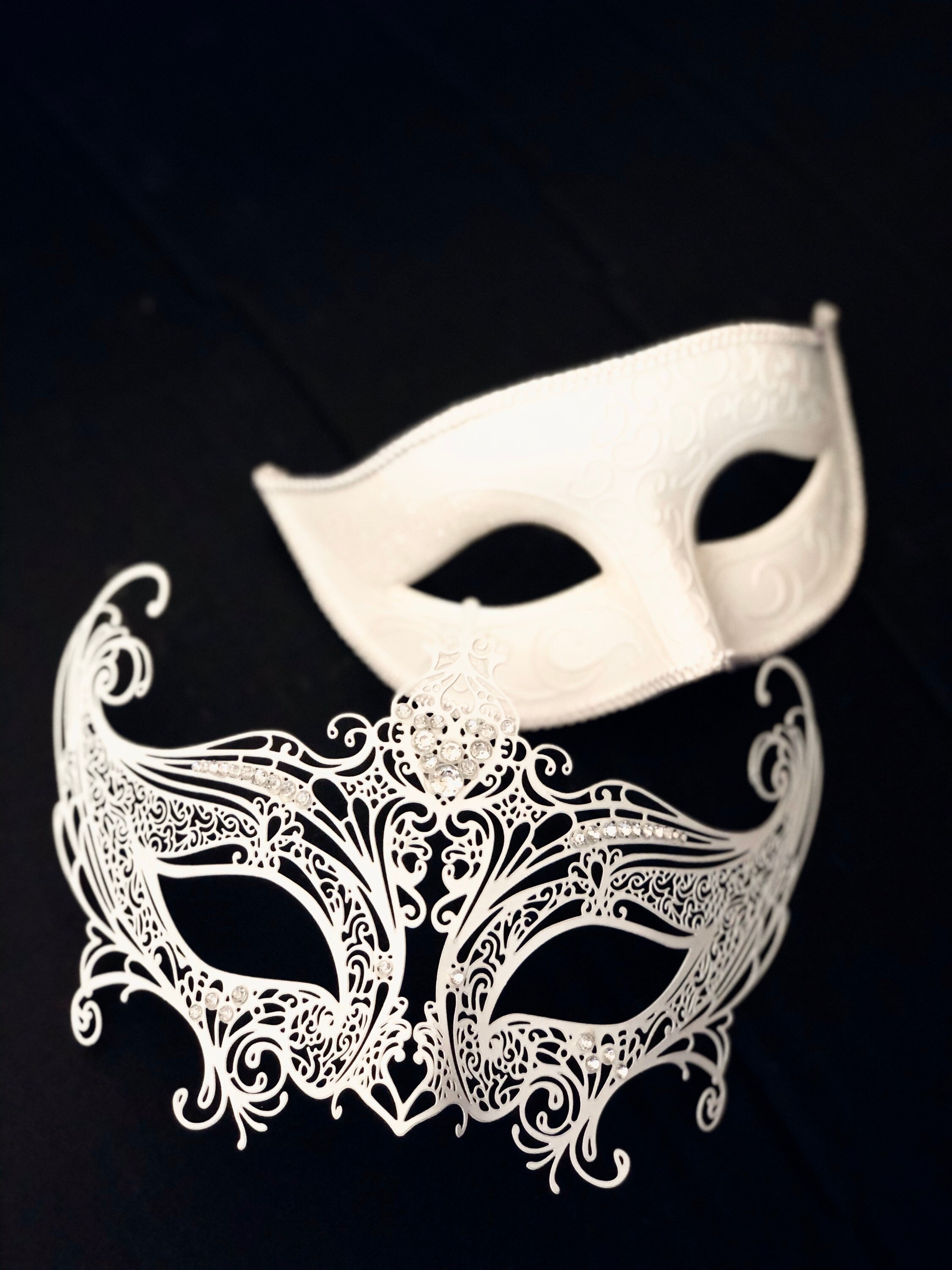White Masquerade Masks Couple Wedding Masquerade Mask White Etsy