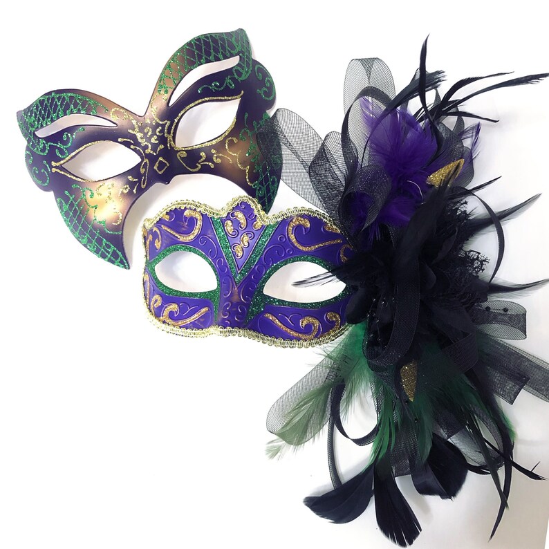 Masquerade masks Couples Mardi Gras Masks women feather Mask Mardi Gras carnival Venetian masked ball party masks men women couples 画像 1