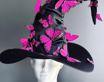 Pink Butterfly Witch Hat - Halloween Costume Hat