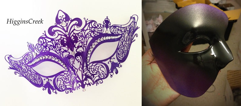 Purple Couples Masquerade Mask Mardi Gras Masks Filigree Metal Masquerade Mask His /& Hers Masquerade Mask