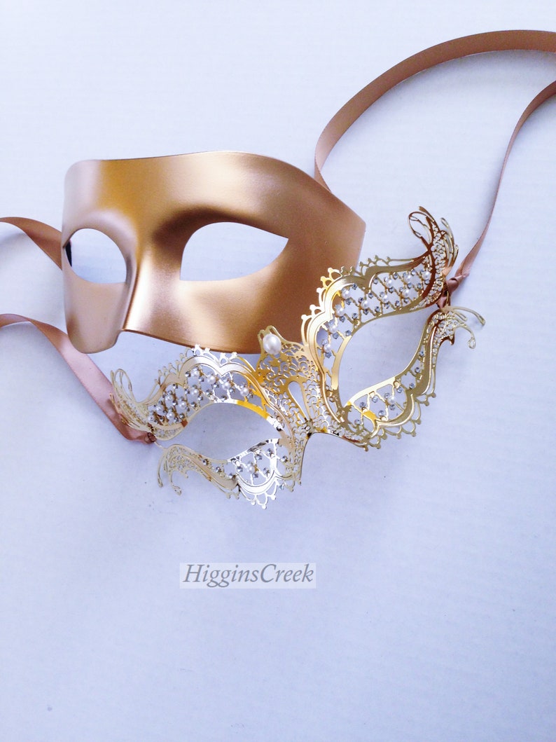 Gold Couples Masquerade Mask Couples Masks for Weddings - Etsy